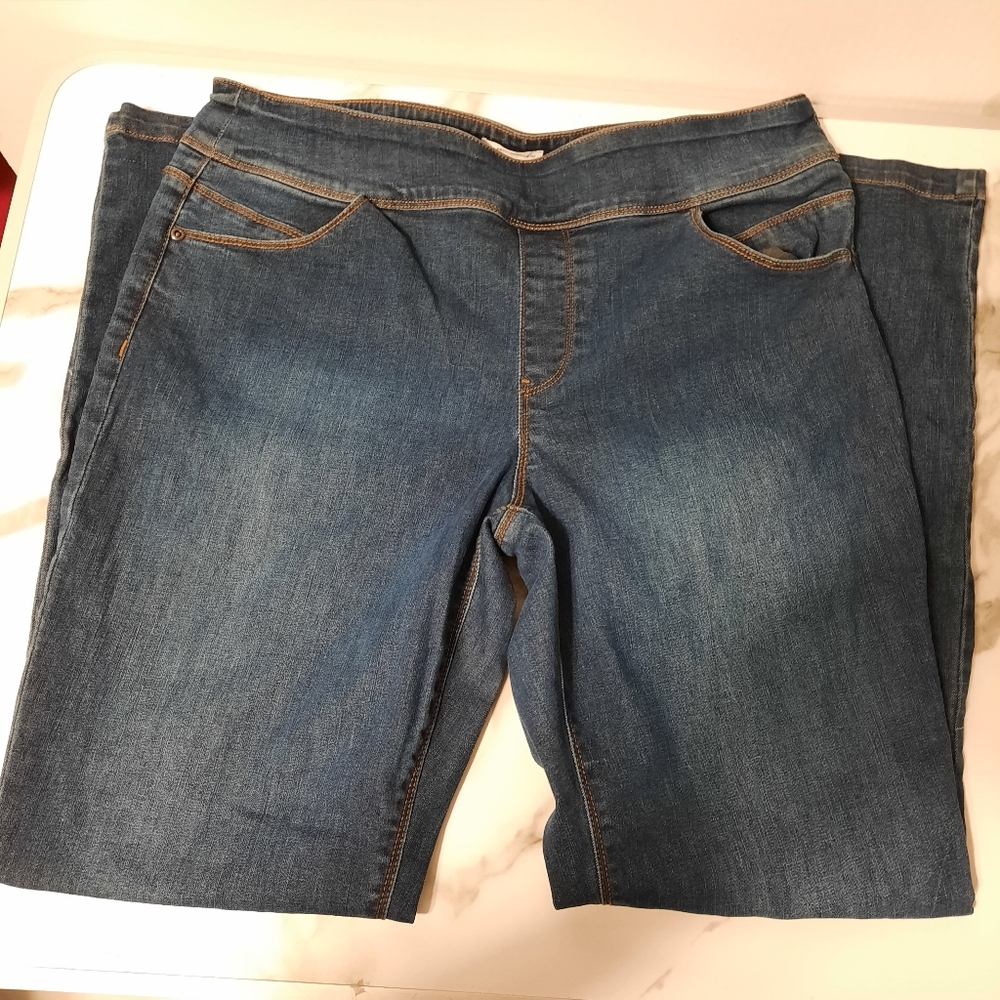 Westbound Blue Pull-on Jeans Women's 14 Regular Stretch Denim High Rise